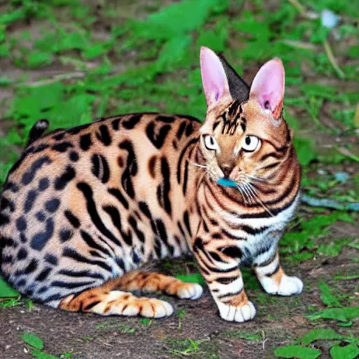 Prompt: Bengal cat with bunny