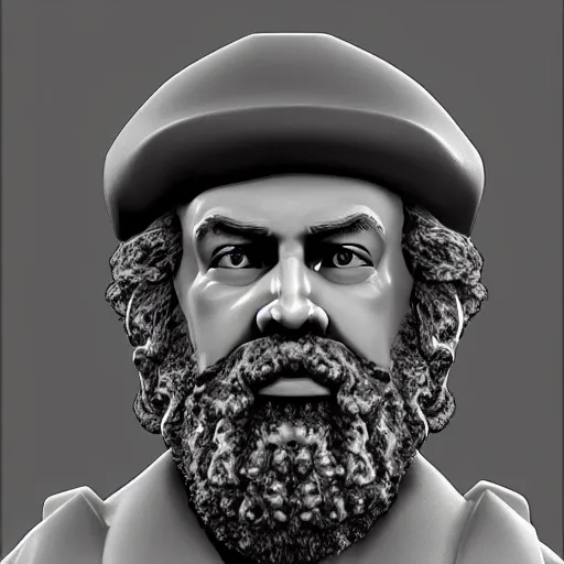 Image similar to karl marx as dieselpunk android, highly detailed portrait, unreal engine