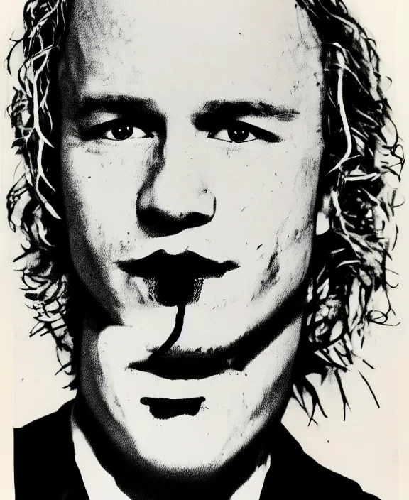 Prompt: heath ledger by andy warhol