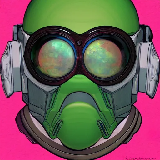 Prompt: a portrait of an intergalactic bounty hunter wearing round goggles, scifi, realistic, in the style of vladimir davidenko,