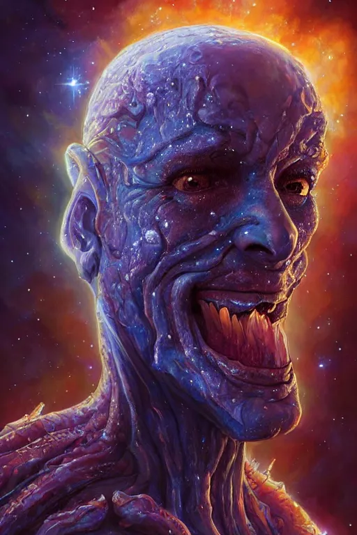 Image similar to beautiful oil painting with high detail of a wise Space ent(Melting) made of stars and plasma, hybrid from dungeons and dragons and art direction by James Cameron ;by artgerm; wayne reynolds art station; cinematic quality character render; low angle; ultra high quality model; production quality cinema model