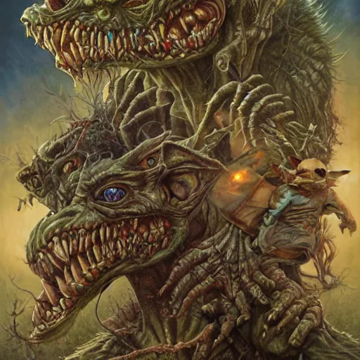 Image similar to goblins, ghouls, and gremlins. art by tomasz alen kopera and glenn fabry.