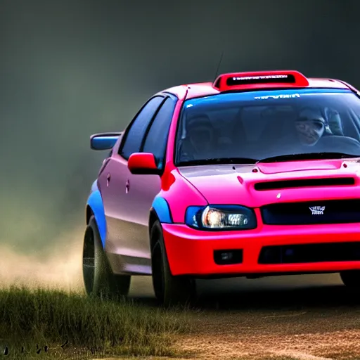 Prompt: velociraptor mongoliensis as wrx impreza, hdr 8 k