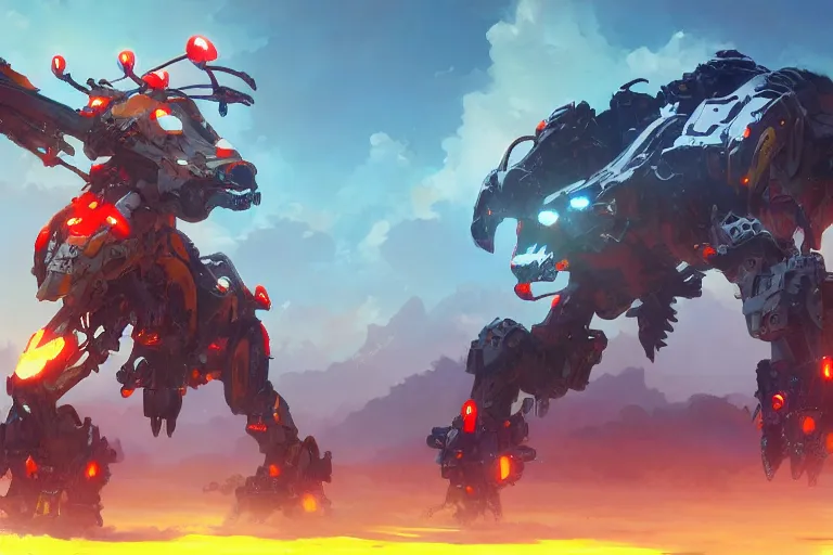 Image similar to fireclaw machine mecha animal beast robot of horizon forbidden west horizon zero dawn bioluminiscence, behance hd by jesper ejsing, by rhads, makoto shinkai and lois van baarle, ilya kuvshinov, rossdraws global illumination