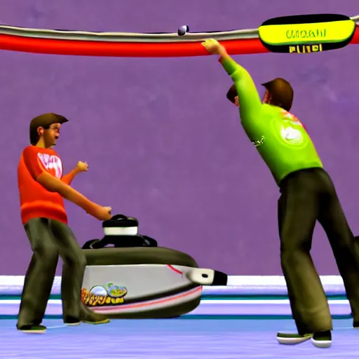 Prompt: tony hawks pro curling championships, playstation 2 screenshot