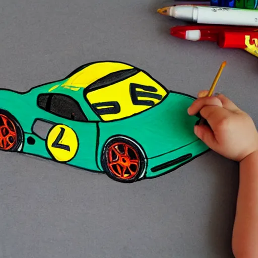 Image similar to ferrari, kid drawing