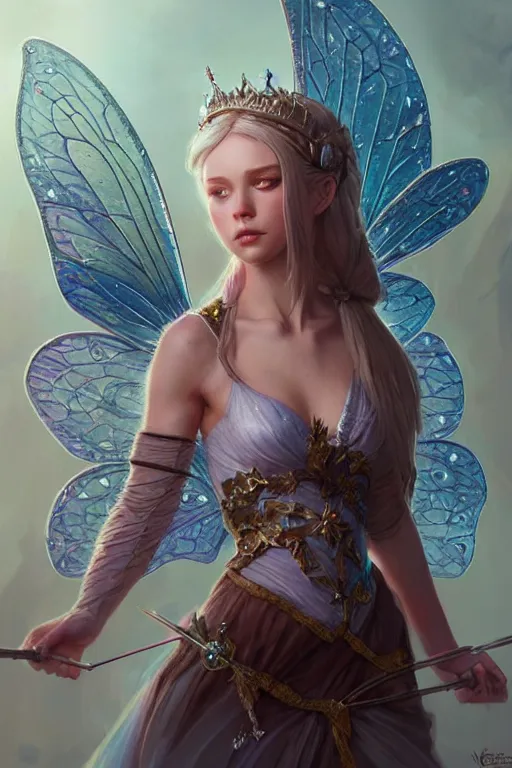 Image similar to fairy princess, highly detailed, d & d, fantasy, highly detailed, digital painting, trending on artstation, concept art, sharp focus, illustration, art by artgerm and greg rutkowski and magali villeneuve