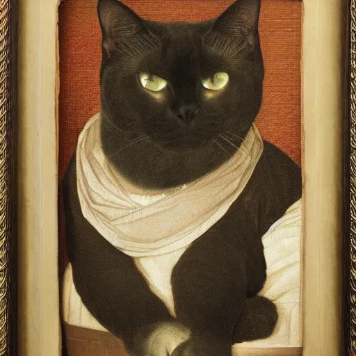 Prompt: renaissance portrait of a burmese cat