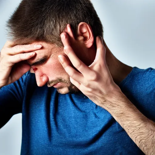 Image similar to a man having a headache, colorful