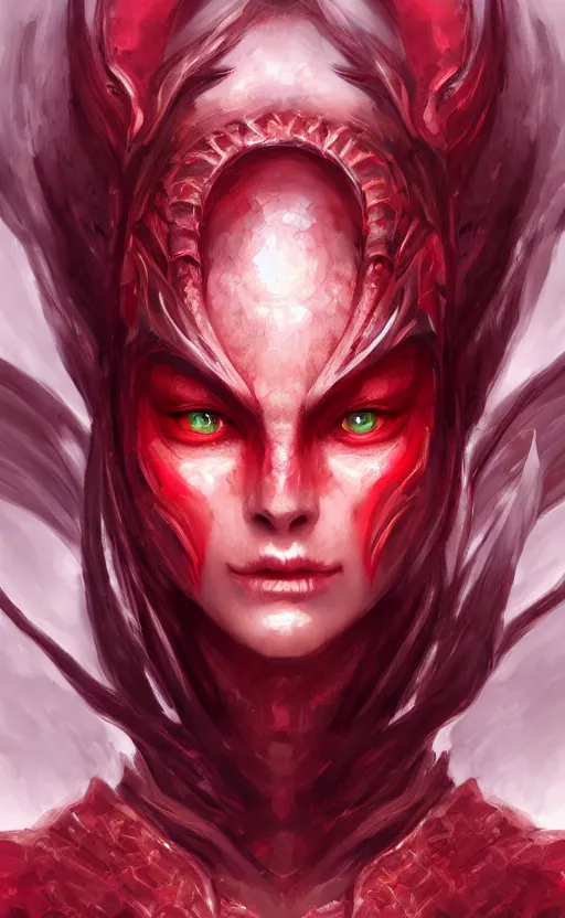 Image similar to face portrait of dragon kin woman, with pretty red ruby eyes, dynamic lighting, fantasy concept art, trending on art station, stunning visuals, creative, cinematic, ultra detailed