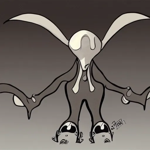 Prompt: design for a stop motion character with a manta ray head and arms attached by the back like a large blanket, alien, mutant, peaceful, art by tim shafer from his work on psychonauts by double fine, in collaboration with tim burton