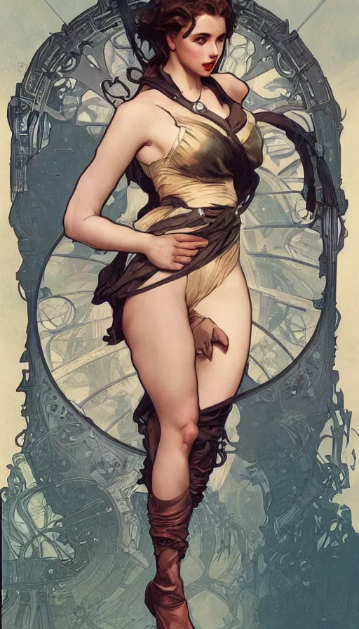 Prompt: ana de armas in a pinup pose by artgerm, greg rutkowski and alphonse mucha, concept art, matte, intricate, full body, epic composition