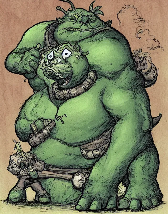 Image similar to cute little ogre, by Tony Diterlizzi