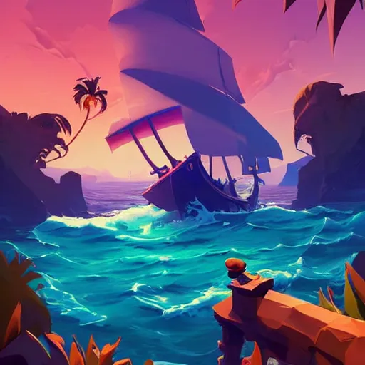 Image similar to painting treasure on sea of thieves game smooth median photoshop filter cutout vector, behance hd by jesper ejsing, by rhads, makoto shinkai and lois van baarle, ilya kuvshinov, rossdraws global illumination