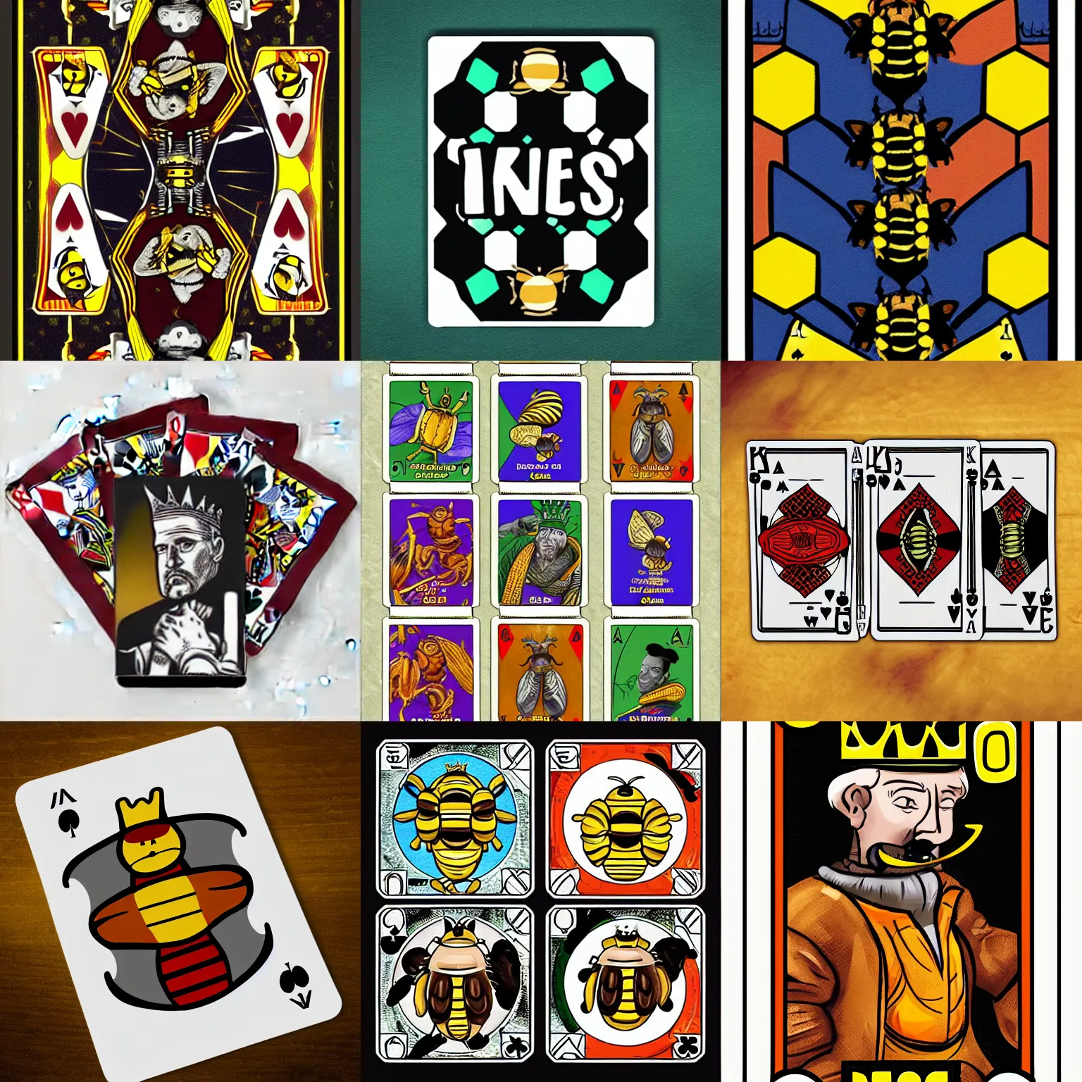 Prompt: king of bees poker card