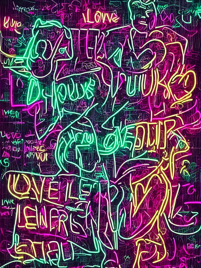 Prompt: Love yourself, neon punk