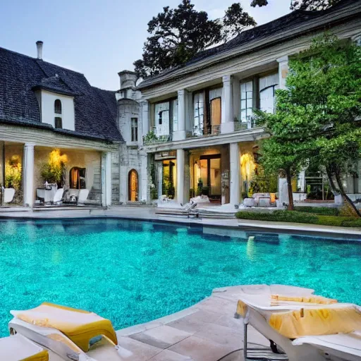 Image similar to a pool in a very fancy mansion