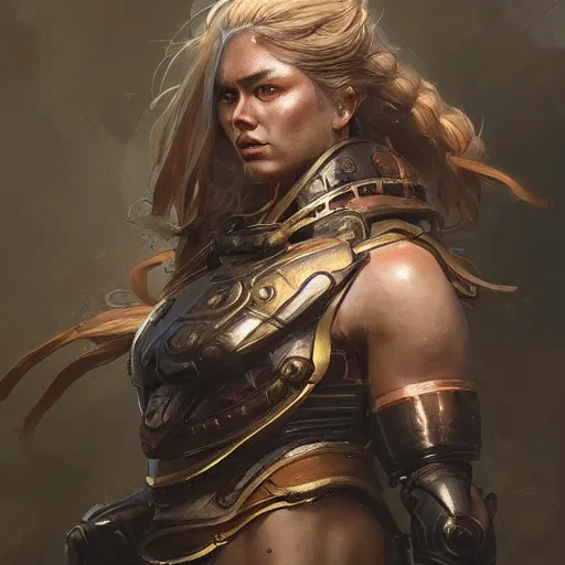 Image similar to a beautiful portrait of a iron goddess, a detailed painting by greg rutkowski and raymond swanland, featured on cgsociety, fantasy art, detailed painting, artstation hd, photorealistic