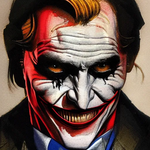 Image similar to photorealistic picture, by bob peak and alex ross, arthur fleck joker realistic comic panel, gouache and wash paints, fine details, fine intricate, fine facial proportionate, fine body proportionate, fine fix broken line, fine fix duplicate line, fine background proportionate, smooth focus, sharp details, bokeh, 4 k, fine 5 k details