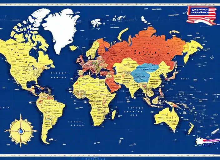 Prompt: a political map of the superstates that rule earth in the year 3 0 0 0, beautiful composition, amazing details, 8 k, digital painting