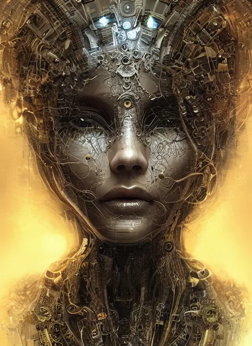 Prompt: portrait of an android goddess, intricate, very detailed, science-fiction, trending on artstation, Nekro, Russ Mills, Taiyo Matsumoto，8k