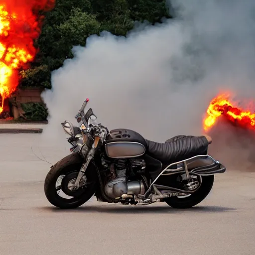 Image similar to motorcycle blowing up
