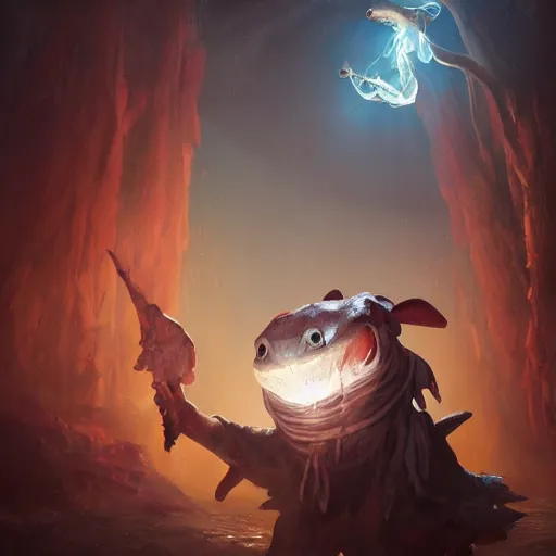 Image similar to oil painting of a Anthropomorphized Axolotl wizard casting epic spell, sharp focus, heroic pose, fantasy style, octane render, volumetric lighting, 8k high definition, by greg rutkowski, highly detailed, trending on art Station, magic the gathering artwork, centered