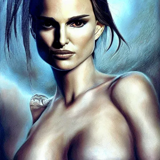 Image similar to natalie portman drawn by h. r. giger