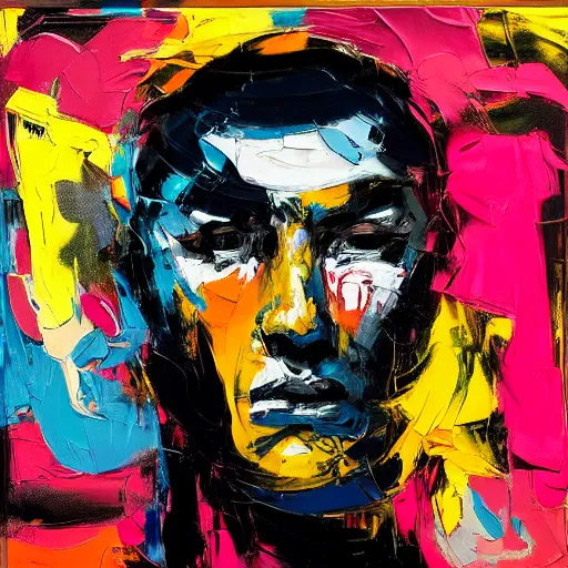Prompt: portrait of ninja warrior by francoise nielly