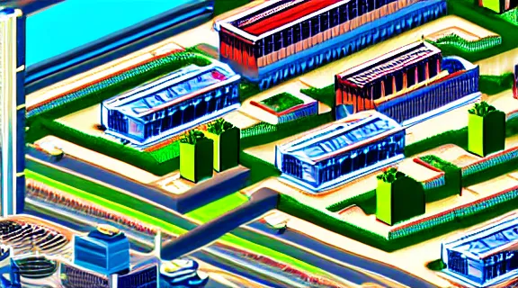 Image similar to Tokyo City in SimCity2000 style, isometric perspective, highly detailed, pixelart, retro, maxis