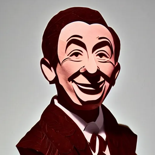 Image similar to a cut paper sculpture of walt disney