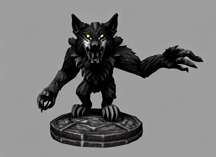 Image similar to werewolf, stylized stl fantasy miniature, 3 d render, activision blizzard style, hearthstone style