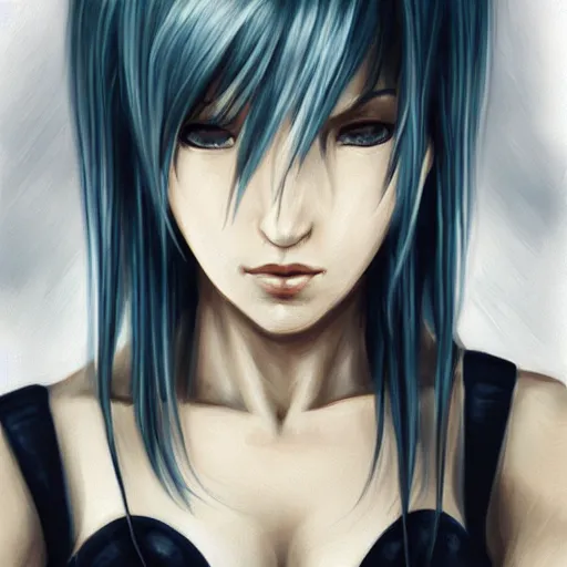 Prompt: portrait of tifa lockhart with silver hair, detailed background, trending on artstartion