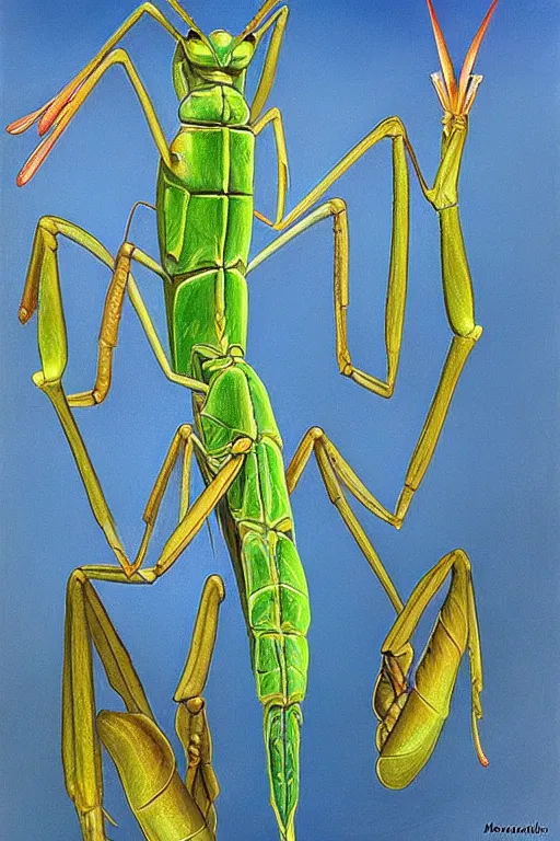 Image similar to praying mantis, by marianne north