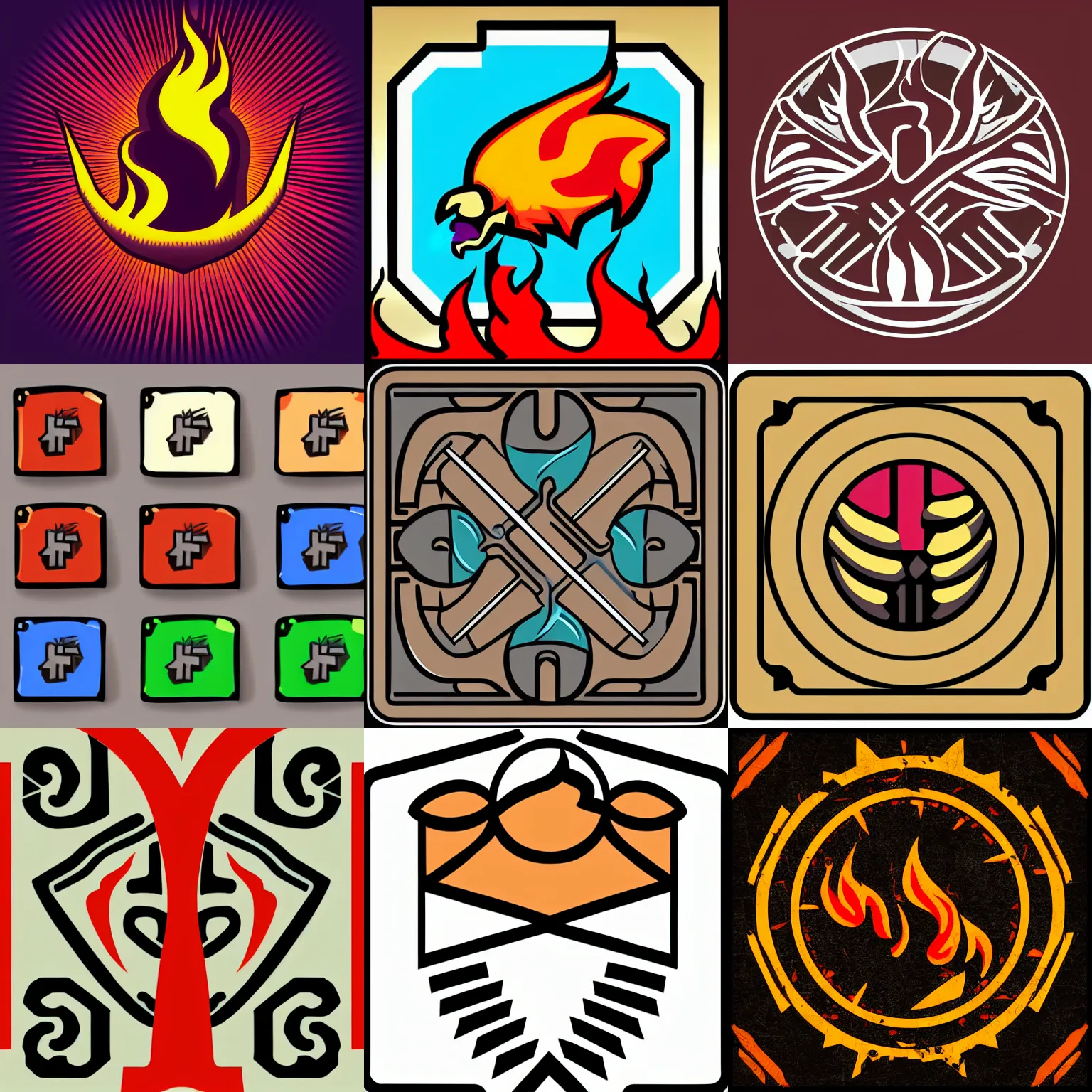 Prompt: game icon for fire, digital vector style, two colors, sharp, crisp edges