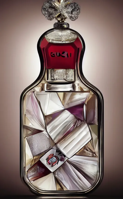 Image similar to a table lamp designed by gucci in the shape of perfume, advertising photography