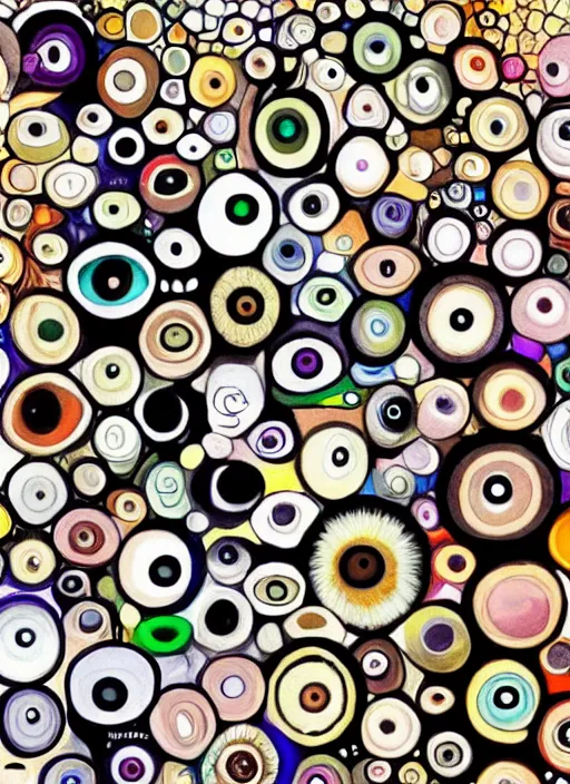 Image similar to diverse eyes!, dot pupils, round pupil, happy human eyes, round iris, advanced art, art styles mix, from wikipedia, grid of styles, various eye shapes