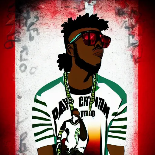 Image similar to dayvon daquan bennett chicago drill rapper new poster, ilustrator, picsart, deviantart trending, photorealistic, hdd