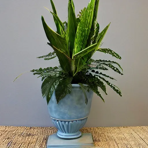 Prompt: an architectural, unique pot made for houseplants, hollywood regency style