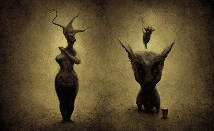 Image similar to a surreal painting a painting of a strange creature, by anja millen and anton semenov