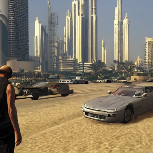 Image similar to gta : dubai, by akihiko yoshida