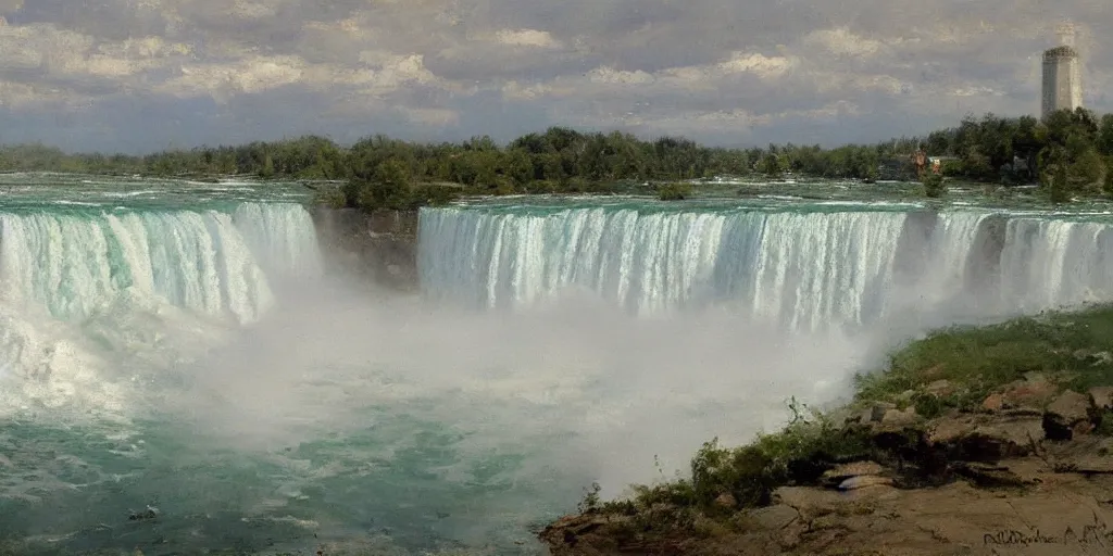 Prompt: niagara falls by richard schmid