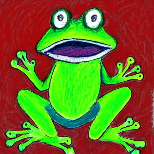 Image similar to a frog doing a handgripper exercise, oil pastel, denoise