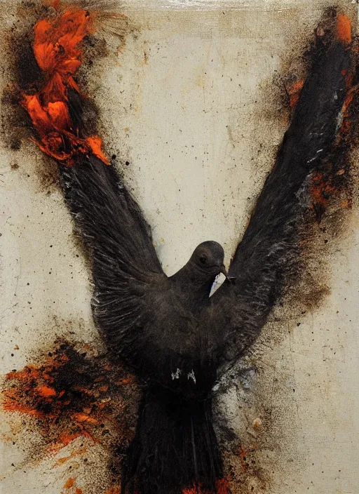 Prompt: portrait of a dove made of fire, by nicola samori, painting, 8 k, high detail