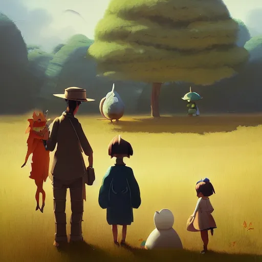 Prompt: goro fujita ilustration ilustration a family gathering in the country, characterized by masamune shirow and greg rutkowski, character art, focus, highly detailed, artstation