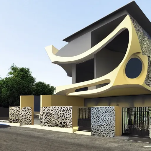 Image similar to a building in the style of nigerian architects