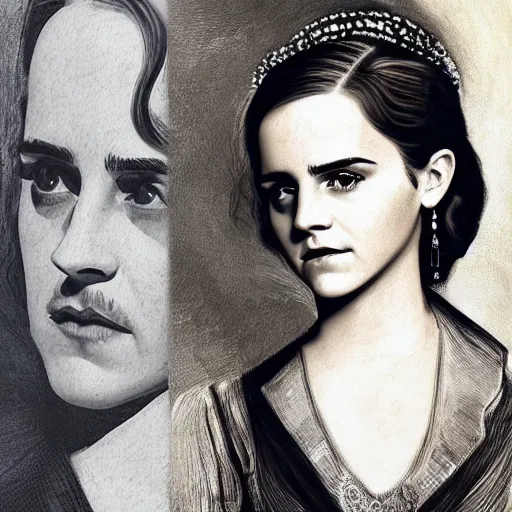 Prompt: emma watson portraying vito corleone as the godfather on the godfather movie poster, by rembrandt style, ultra beautiful, intricate detail, artstation