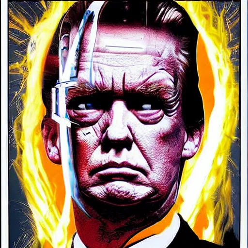 Image similar to donald trump as terminator, movie poster