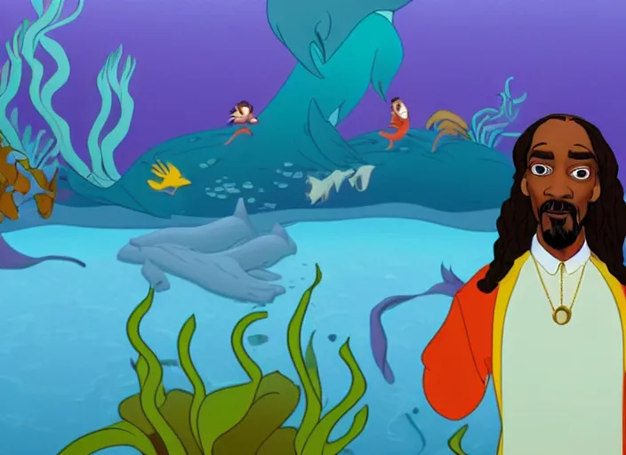 Image similar to Snoop Dogg in The Little Mermaid disney animated movie, 4K