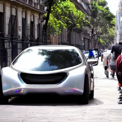 Image similar to Buenos Aires Argentina, futuristic cars in the street, holograms in the street, detailed, hd